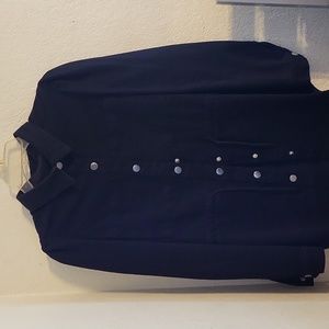 Pocket patched drawstring wait denim coat